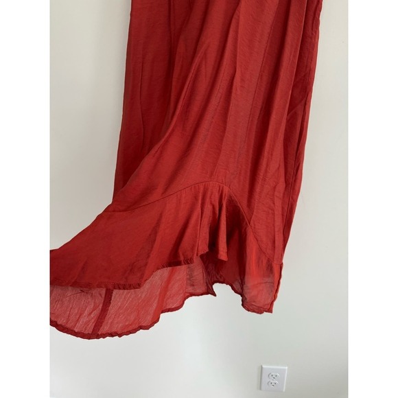 LACA USA Burnt Orange Slip Dress Ruffle Hem Size Small Y2K Babydoll Lagenlook - Picture 4 of 5